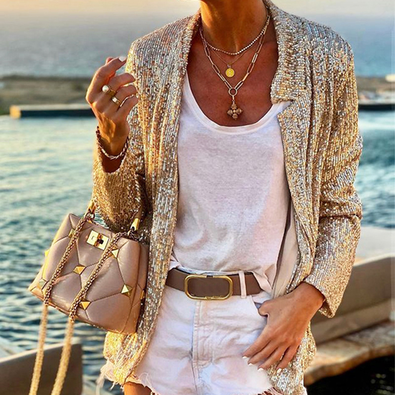 Fashion Casual Sequin Suit Jacket