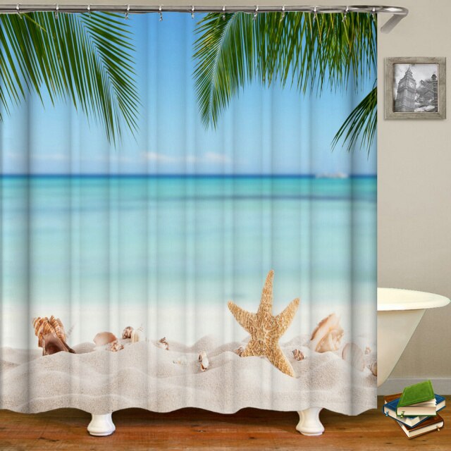 

Shower Curtain – Beach Sea Shell Scenery-180*180cm, 501 Original