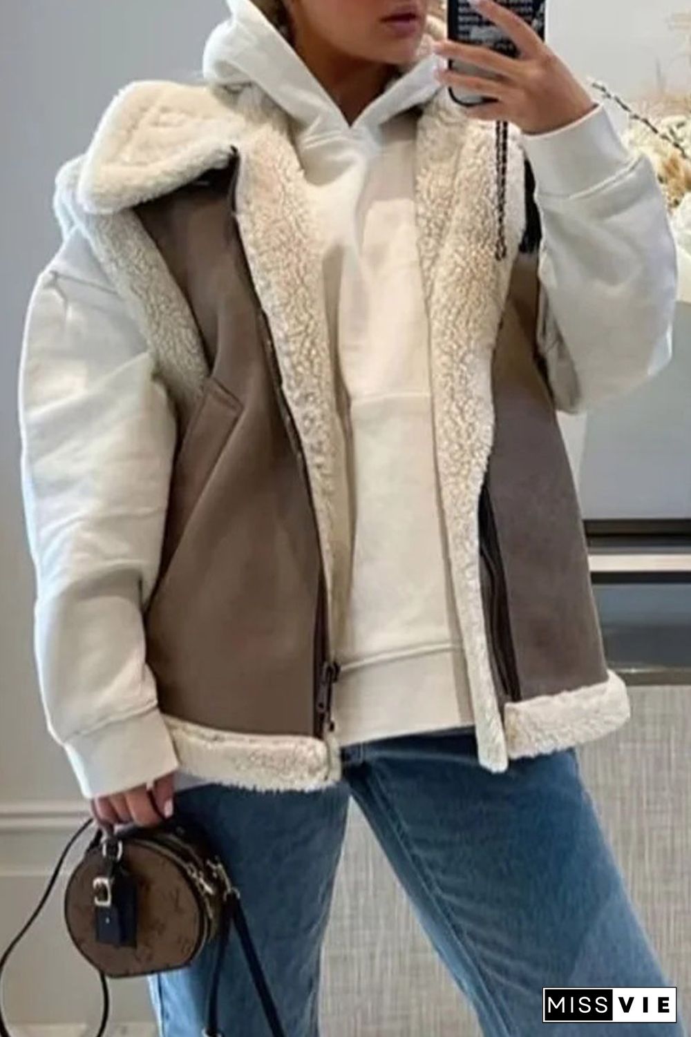 Casual Solid Patchwork Turndown Collar Tops