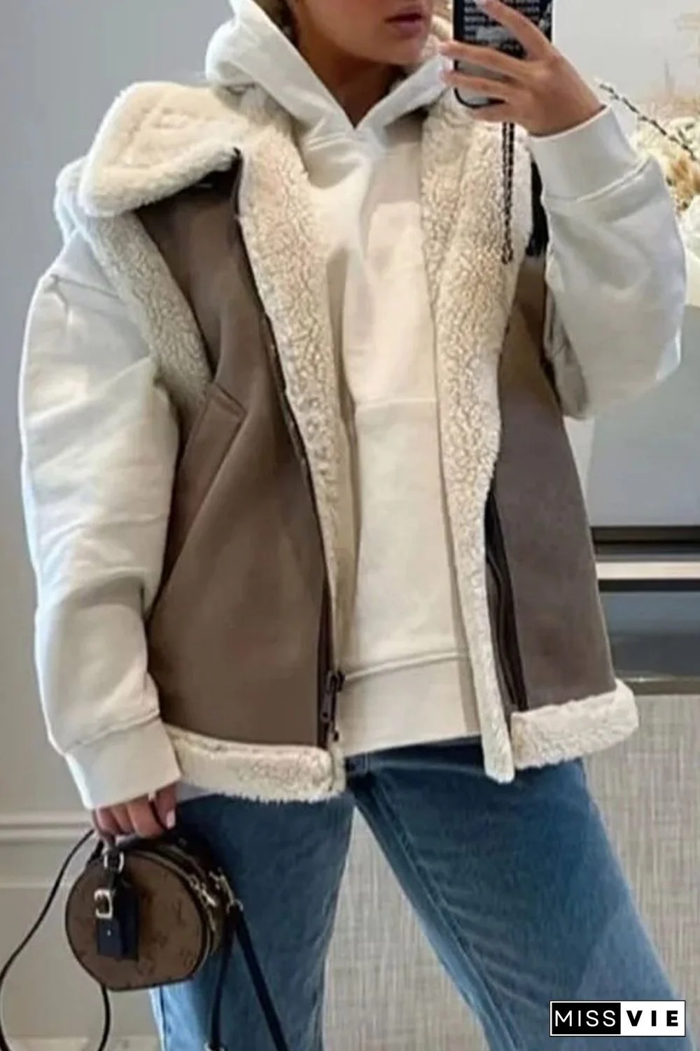 Casual Solid Patchwork Turndown Collar Tops