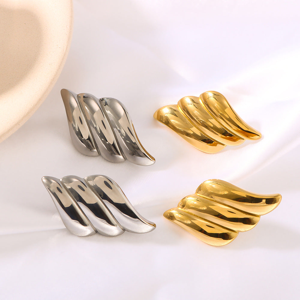 IG Style Wing Irregular Geometric Stainless Steel Electroplating Earrings
