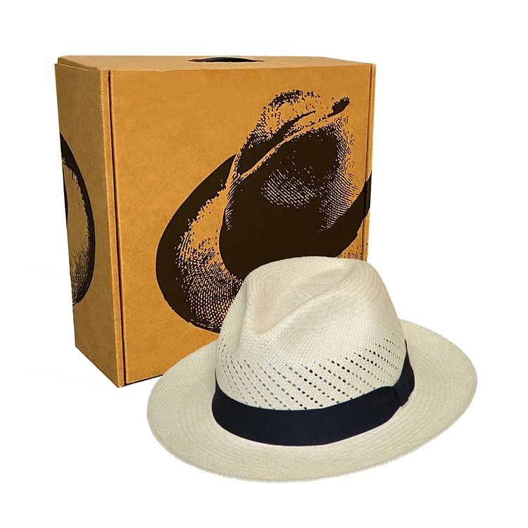 Advanced Original Panama Hat-Natural Straw | Black Band-Handwoven in Ecuador(HatBox Included)