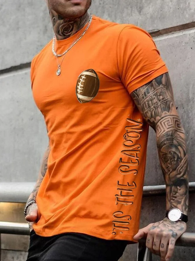 🔥Buy 3 Get 10% Off🔥Men's TIS THE SEASON football latte leaves Pumpkin Fall T-Shirt