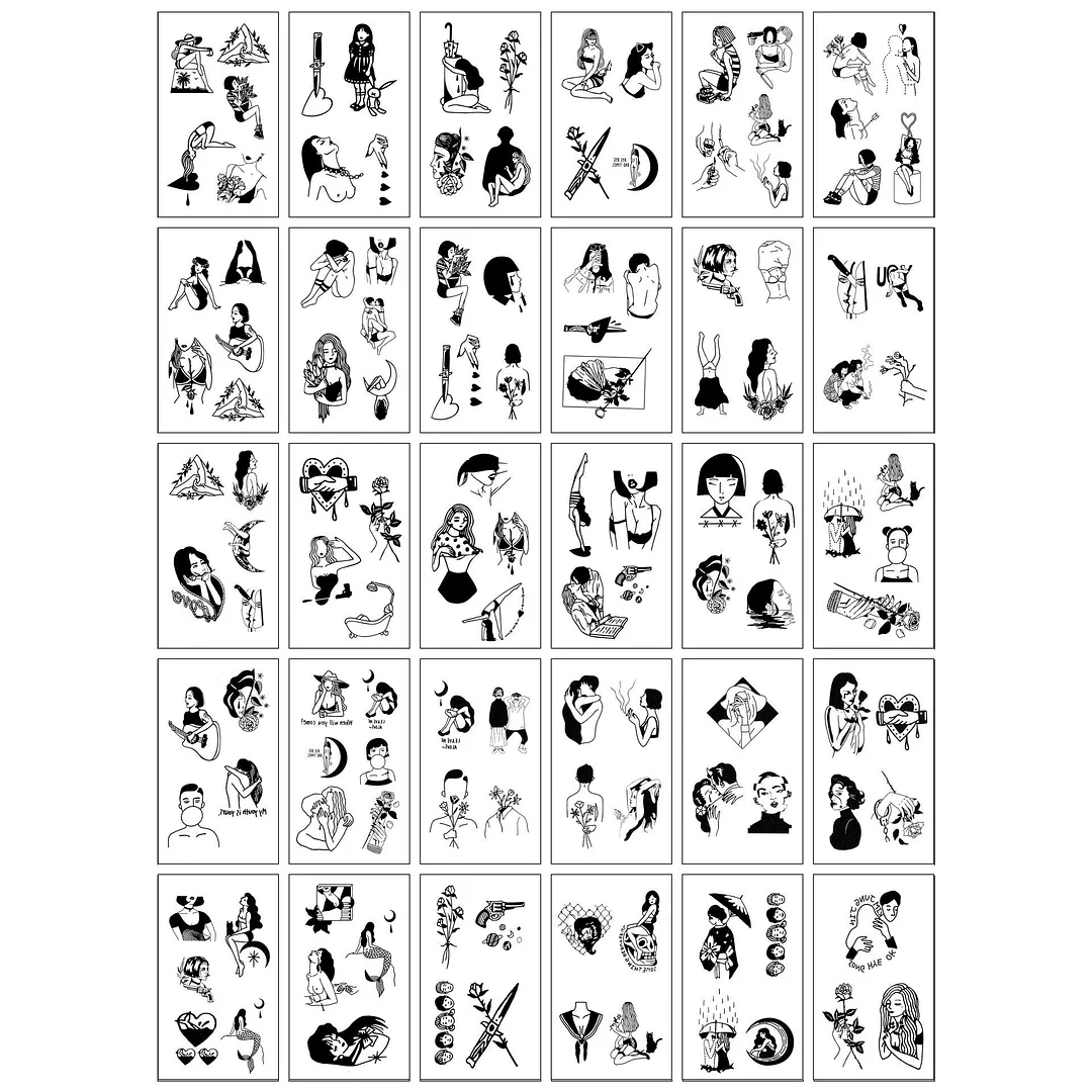 3D personality children young men and women fashion flowers simple text love arm neck wrist waterproof temporary tattoo stickers