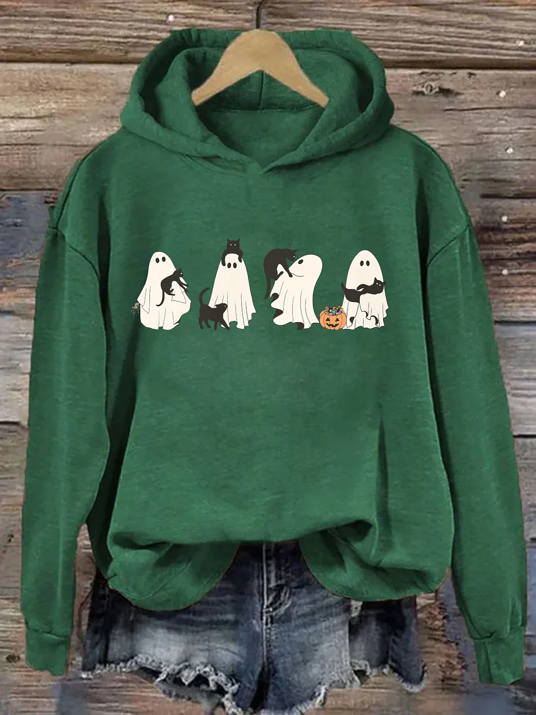 Halloween Black Cat & Ghost Hoodie