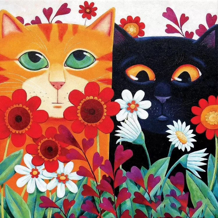 Flower Cat 11CT Stamped Cross Stitch (50*50CM) gbfke