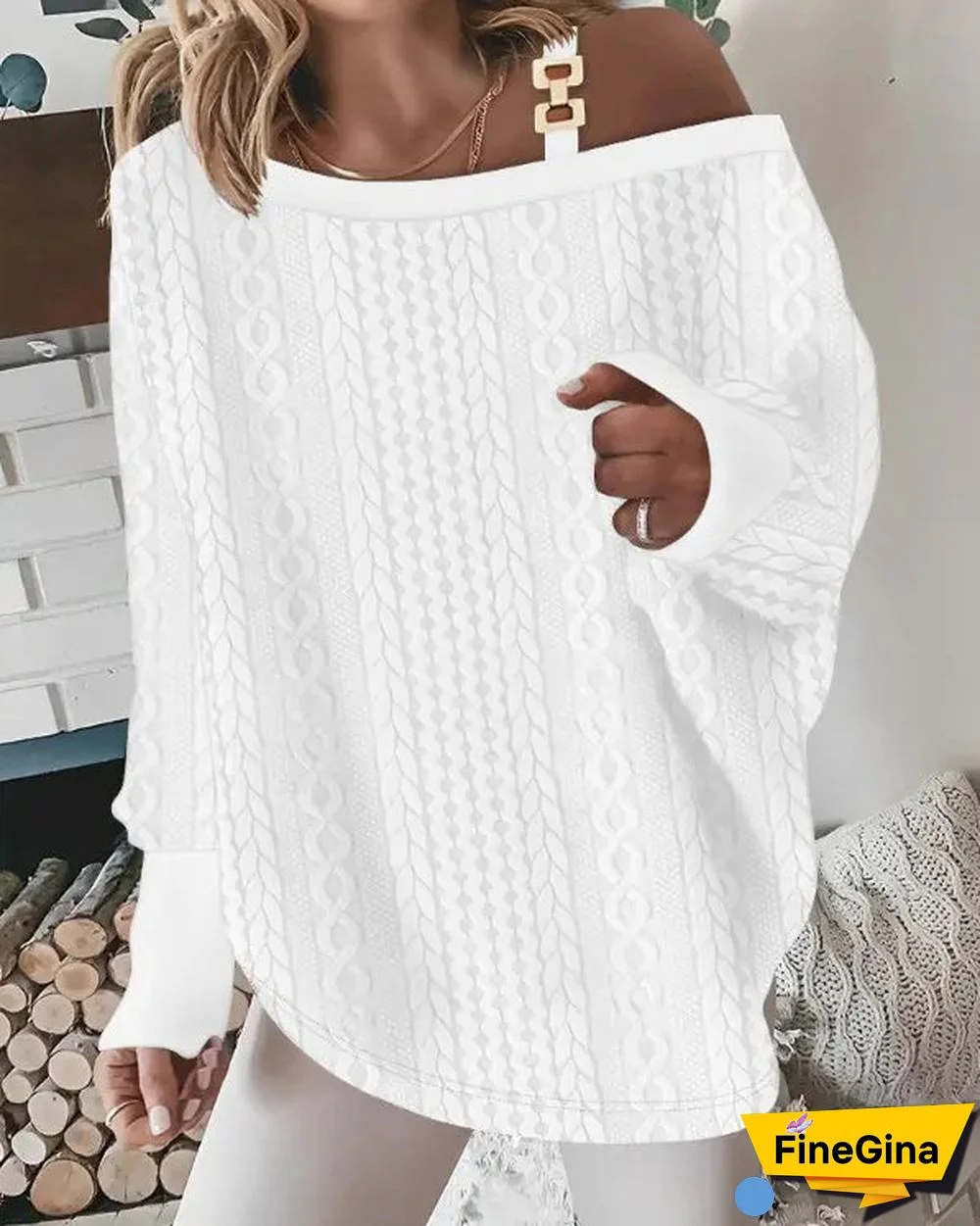 Baggy White Plain Top