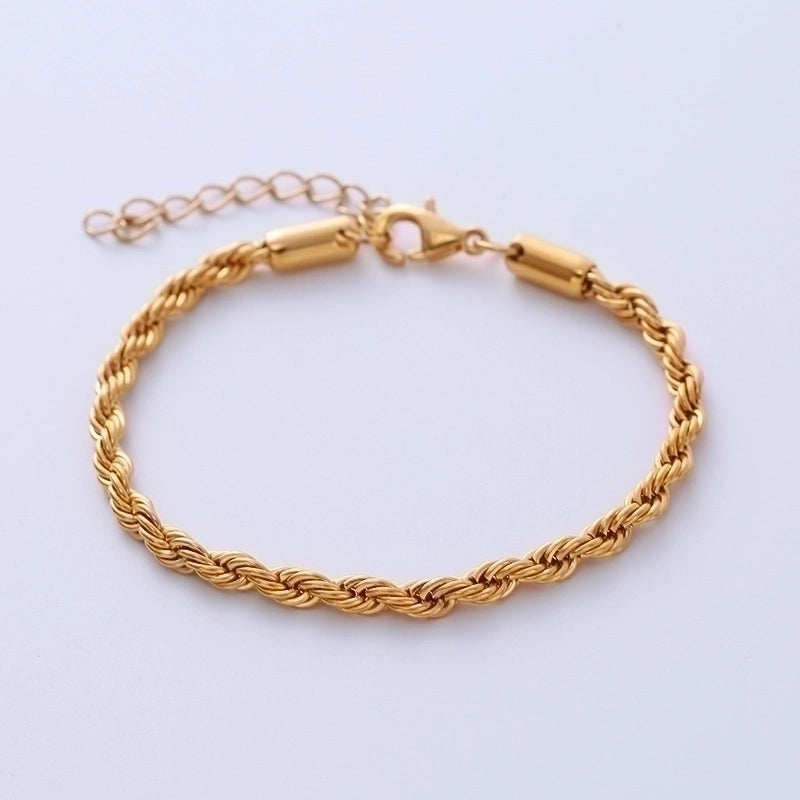 Minimalist Twist 304 Stainless Steel 18K Gold Plated No Inlaid Stainless Steel Bracelets In Bulk