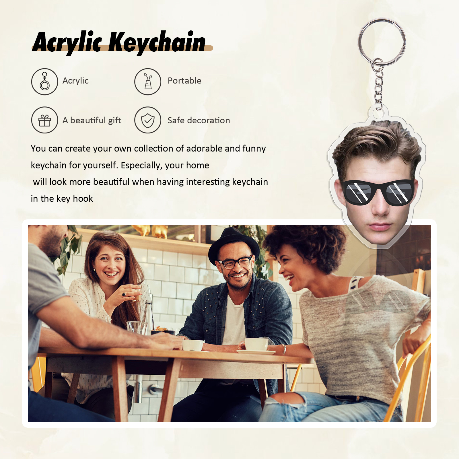 Custom Photo Acrylic Keychain Funny Keychain Personalised Gift for Him/Her-Jessemade AU