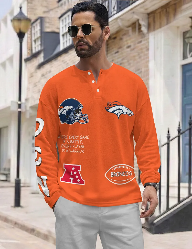 Denver Broncos   Long Sleeve Henley Shirts & Pants set