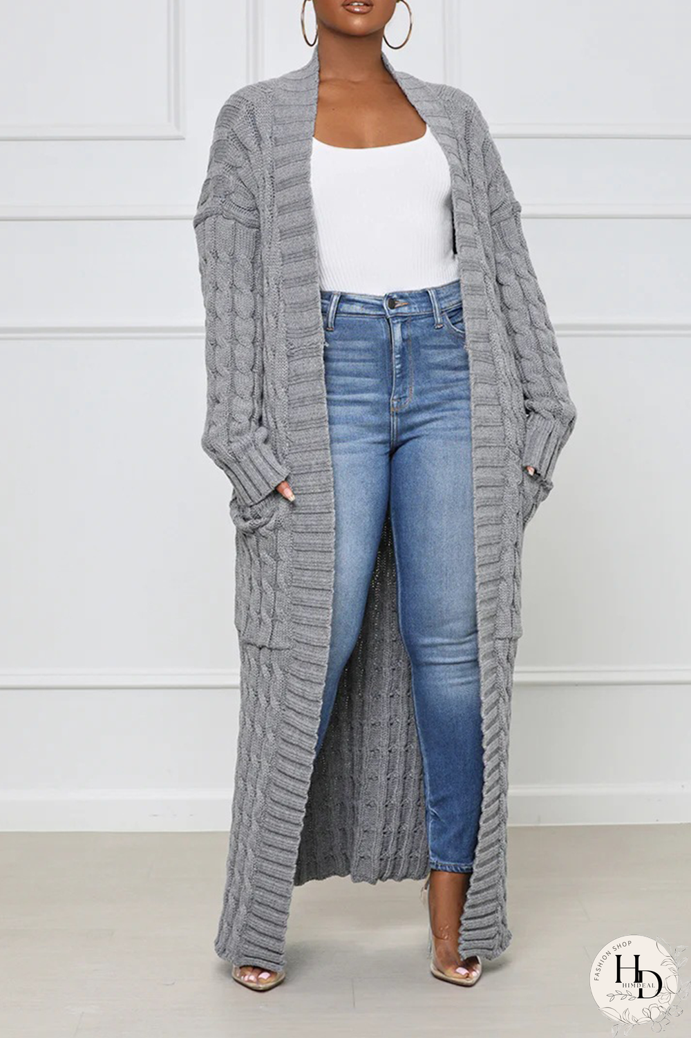 Pink Street Solid Patchwork Cardigan Collar Outerwear