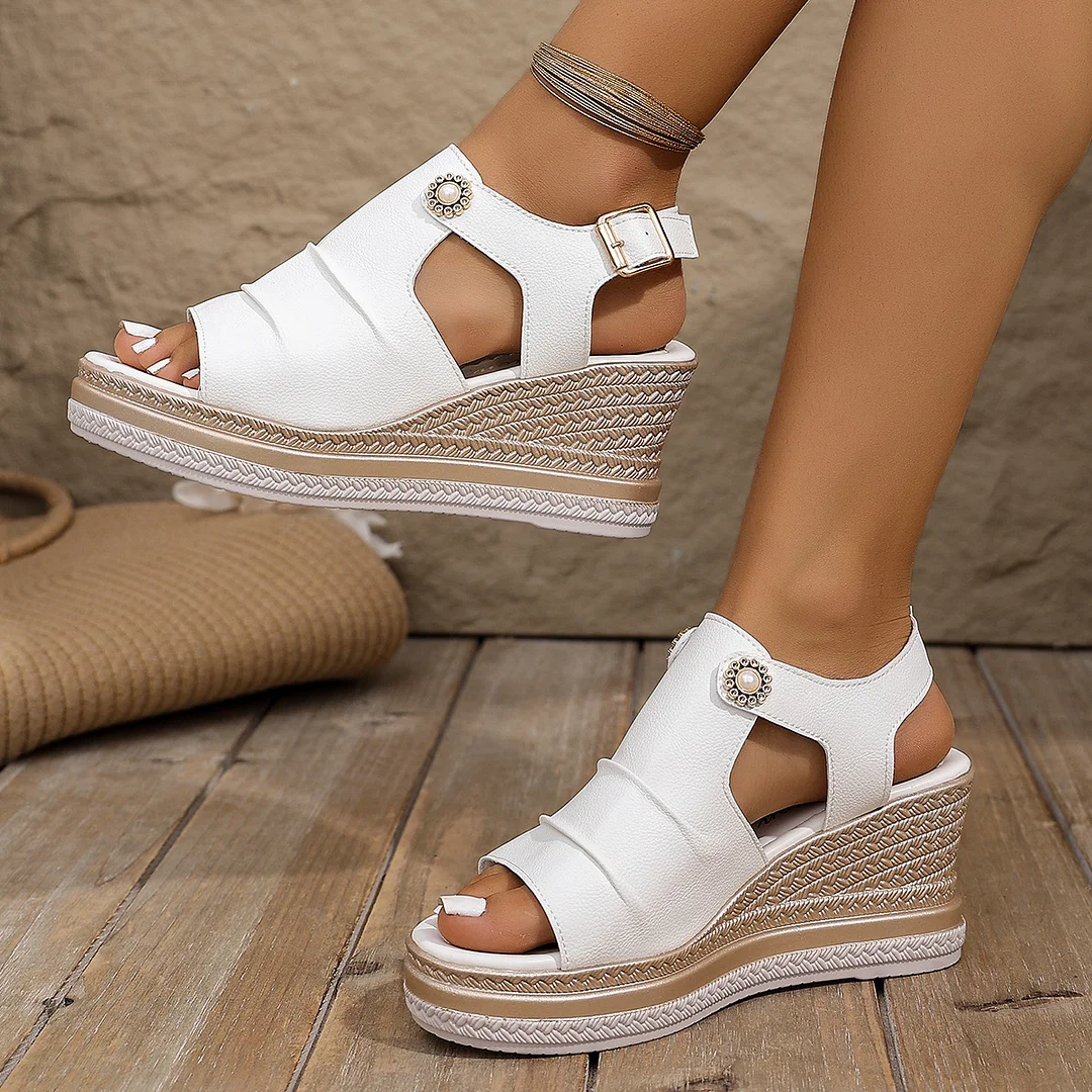 Breakj Breakj Grass-Weed High-Heeled Sandals Women's 2025 New Thick-Sed Fish Mouth Roman Shoes With High-Heeled Women's Sandals