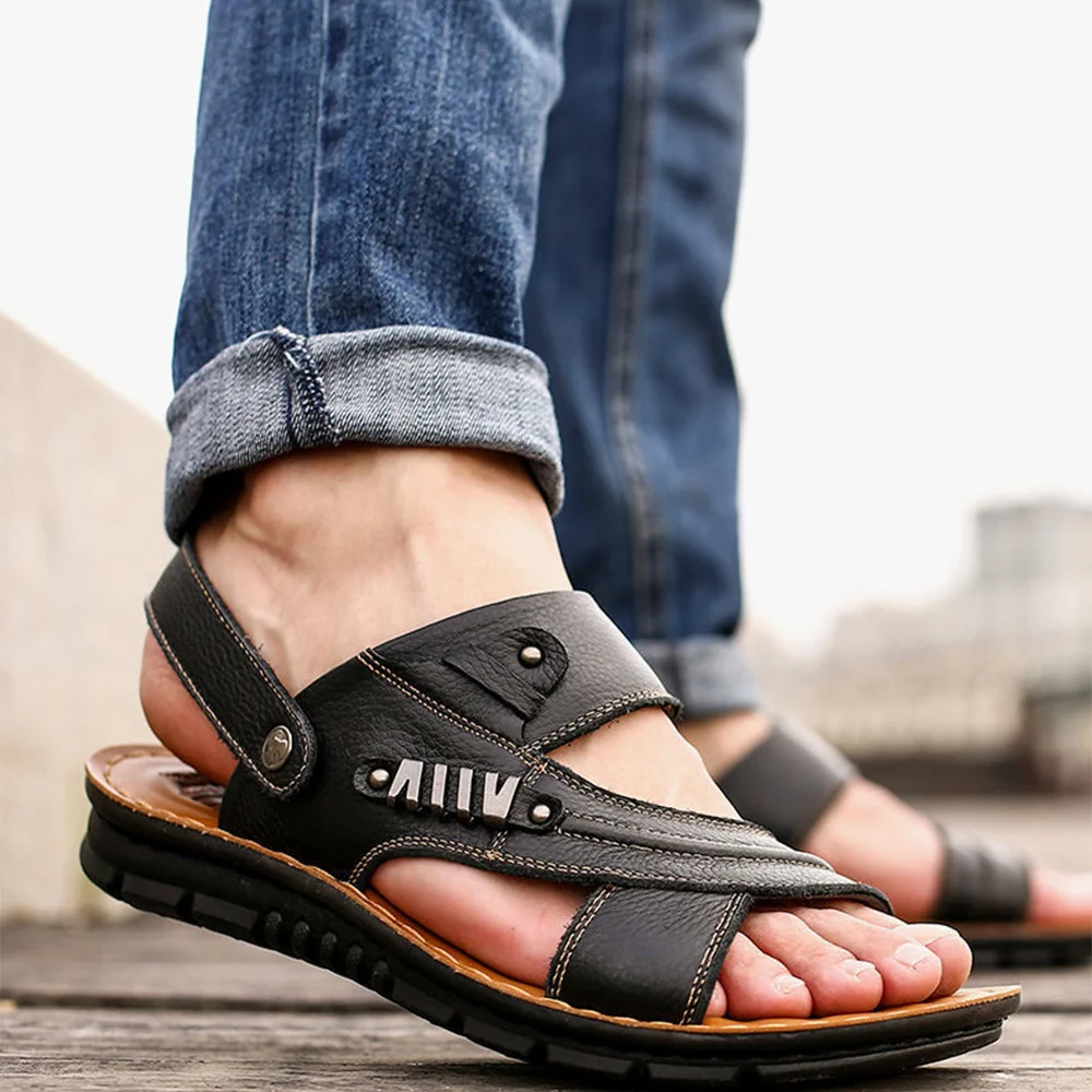 Smiledeer Summer New Fashion Men's Oxford Bottom Casual Sandals