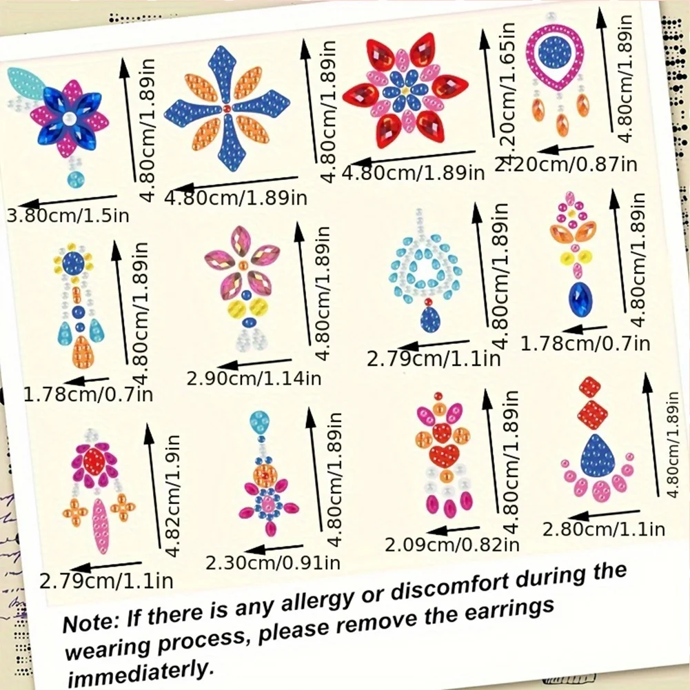 12 Pairs Diamond Painting Earrings DIY Diamond Art Earrings for Adults (C)