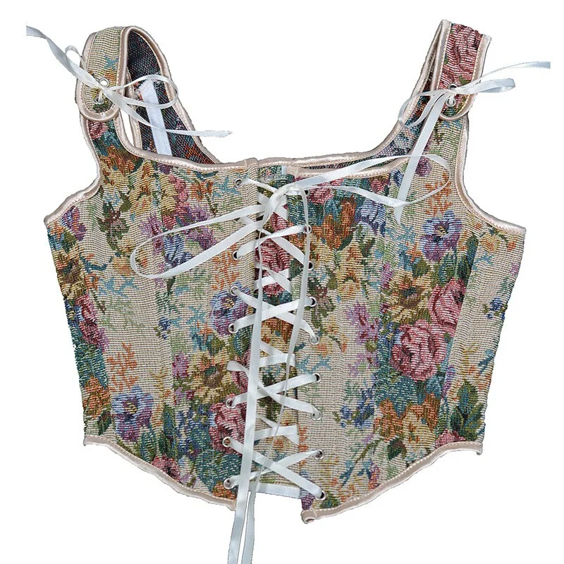 Billionm Vintage Corset Tops To Wear Out Sexy Lace Up Floral Women Bustier Overbust Corset Crop Top Sexy Camis Lingerie