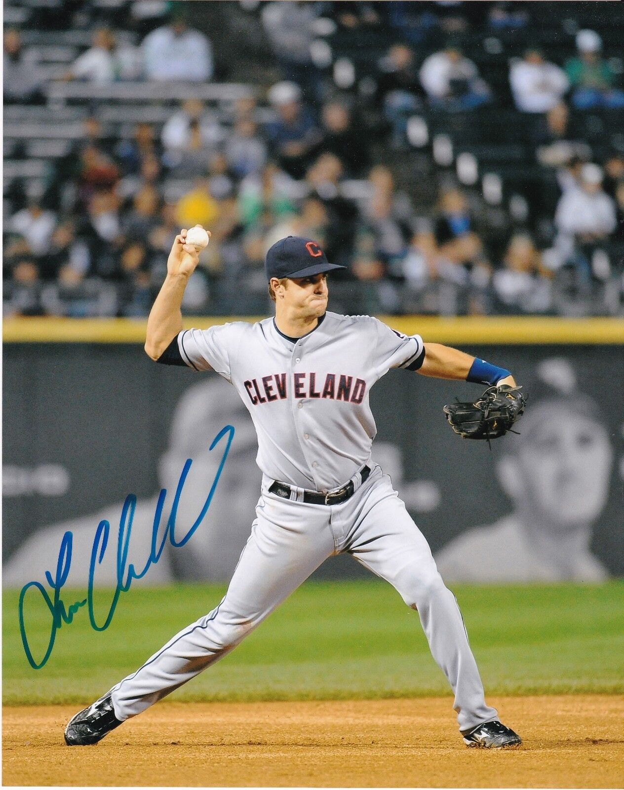 LONNIE CHISENHALL CLEVELAND INDIANS ACTION SIGNED 8x10