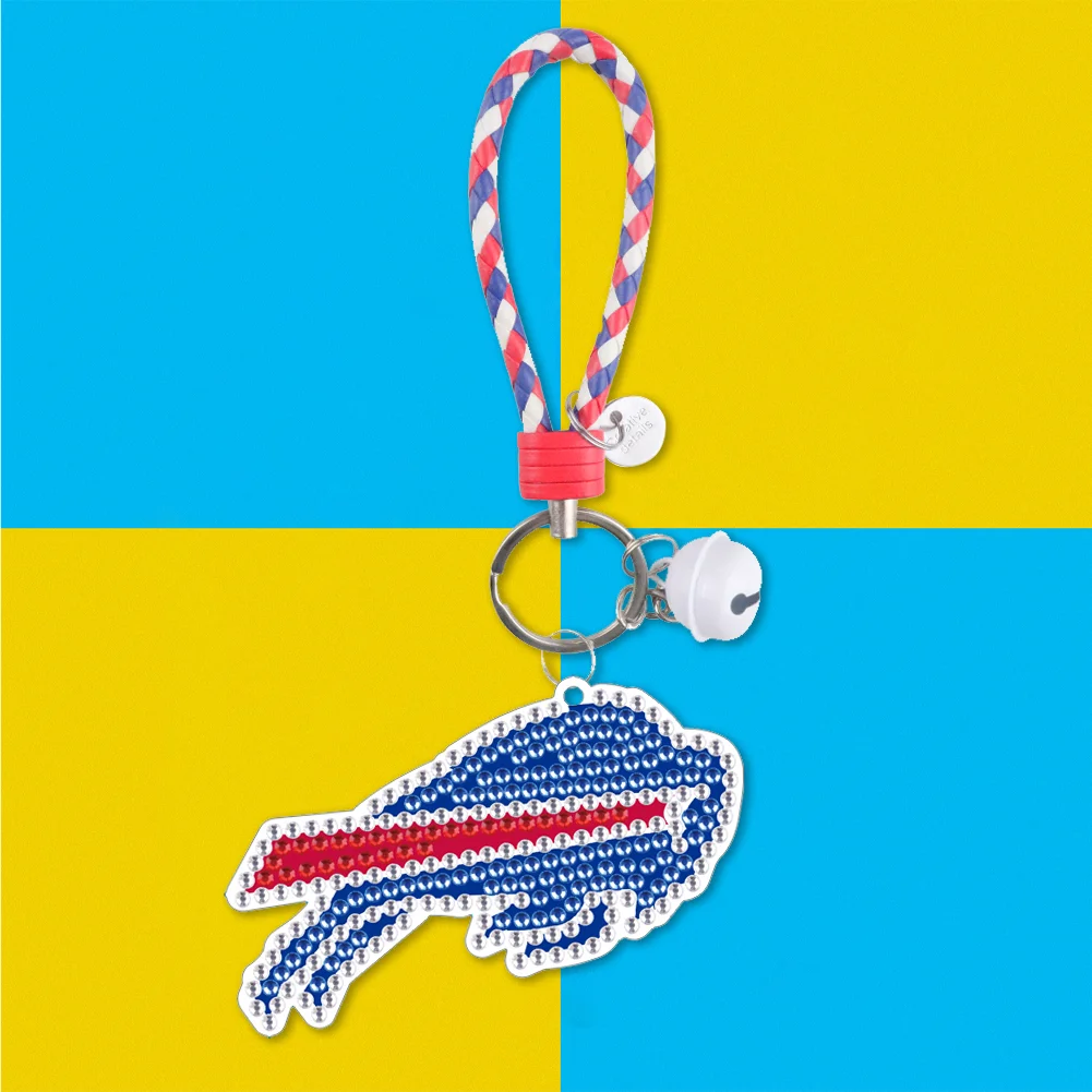 DIY Gem Keychains Double Sided Rugby Badge Craft Hanging Ornament