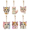 6 Stück süße Katze doppelseitig - 5D DIY Basteln Schlüsselanhänger