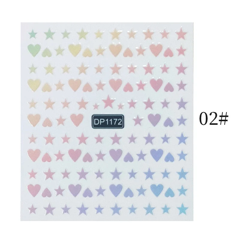 Nail Art 3D Stickers Black White Gold Love Hearts Pattern Nail Decals Manicures Nails Design Adhesive Wraps Tip Decoration