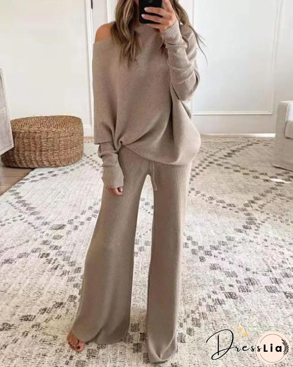 Sweater Wide Leg Knitting Pants Set