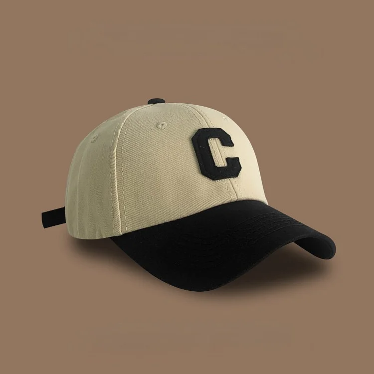 Mens C Letter Patch Contrast Color Peaked Cap Ladies Spring and Summer Travel Versatile Adjustable Baseball Cap Hip Hop Hat
