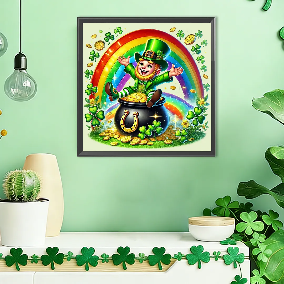 St Patricks Day Full DIY 5D Round Drill Diamond Art Kits for Home Wall Decor 40x40cm