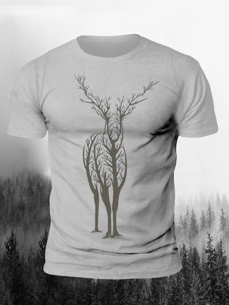 Deer Print Short Sleeve Men's T-Shirt in  mildstyles