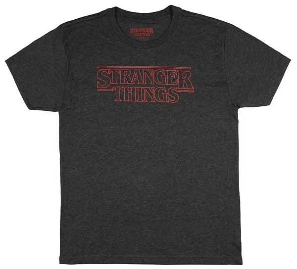 Stranger Things Men's Shirt - Officially Licensed Logo Heather T-Shirt Top
