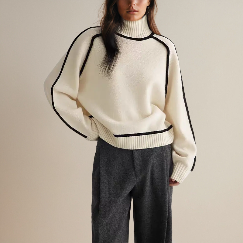 Women's Emilie Cashmere Turtleneck Jumper &ndash; Chainette Knit &ndash; view 2
