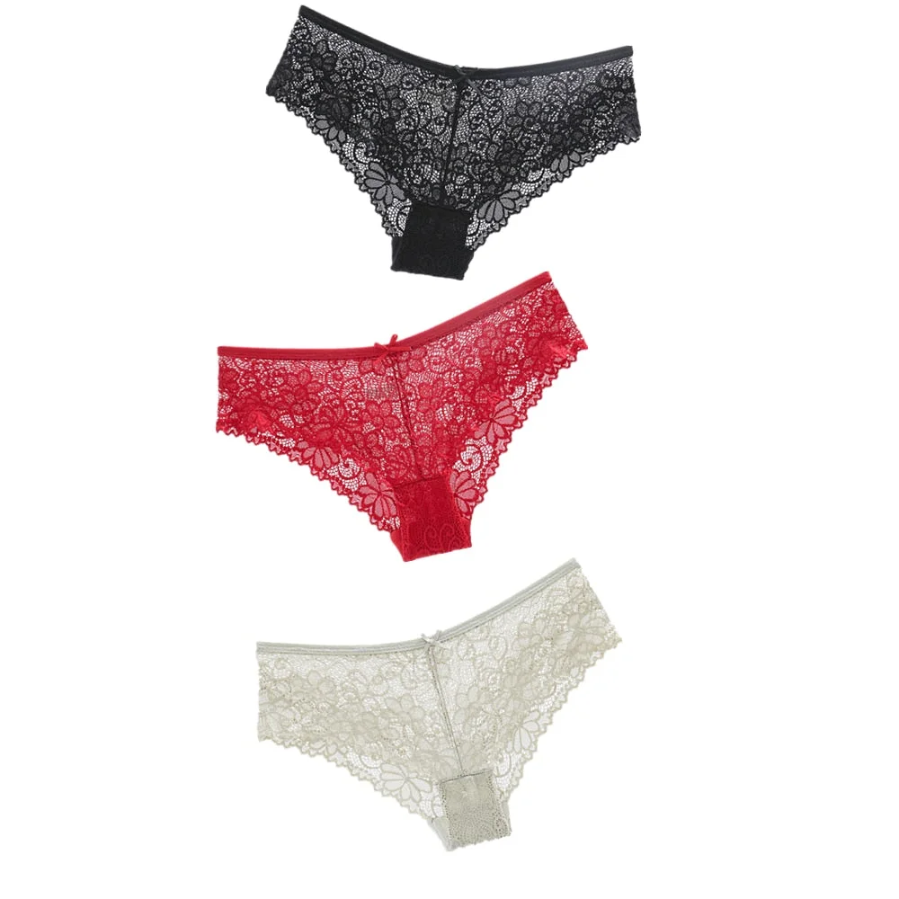 3Pcs Hot Panties for Woman Underwear Sexy Lace Breathable Soft Lingerie Female Briefs Panty Sexy Transparent Women's Underpants