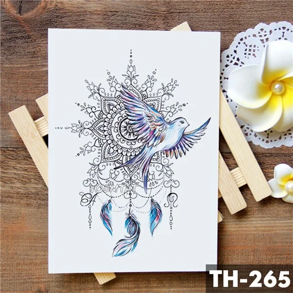 Dream catcher Moon Lotus Flower Temporary Tattoo Sticker Peony Snake Owl Fox Flash Tattoos Small Body Art Waterproof Tatoo