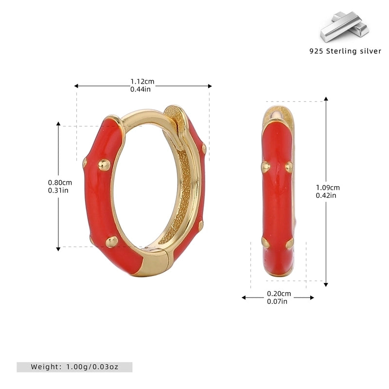 1 Pair 925 Sterling Silver Round Earrings