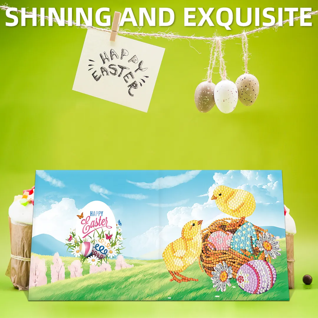8PCS Chick Rabbit DIY Diamond Painting Greeting Card Kits with Envelopes Diamond Art Greeting Cards Diamond Art Cards Kits for Adults DIY Crafts Family Friend Gifts
