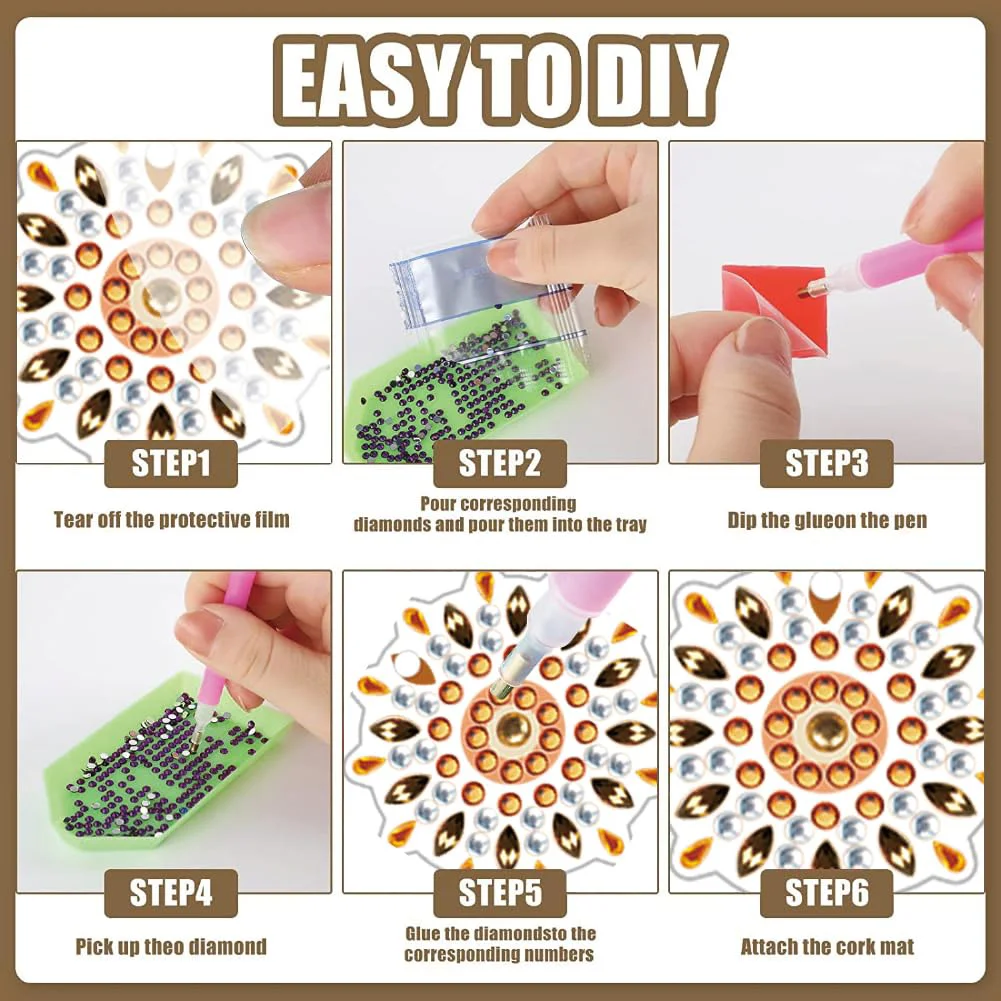 12 Pairs Pattern DIY Diamond Art Earrings Double Sided Diamond Painting Earrings