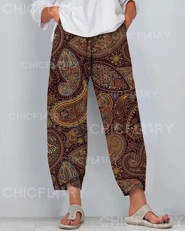 Women's  Paisley Floral Casual Loosen Pants