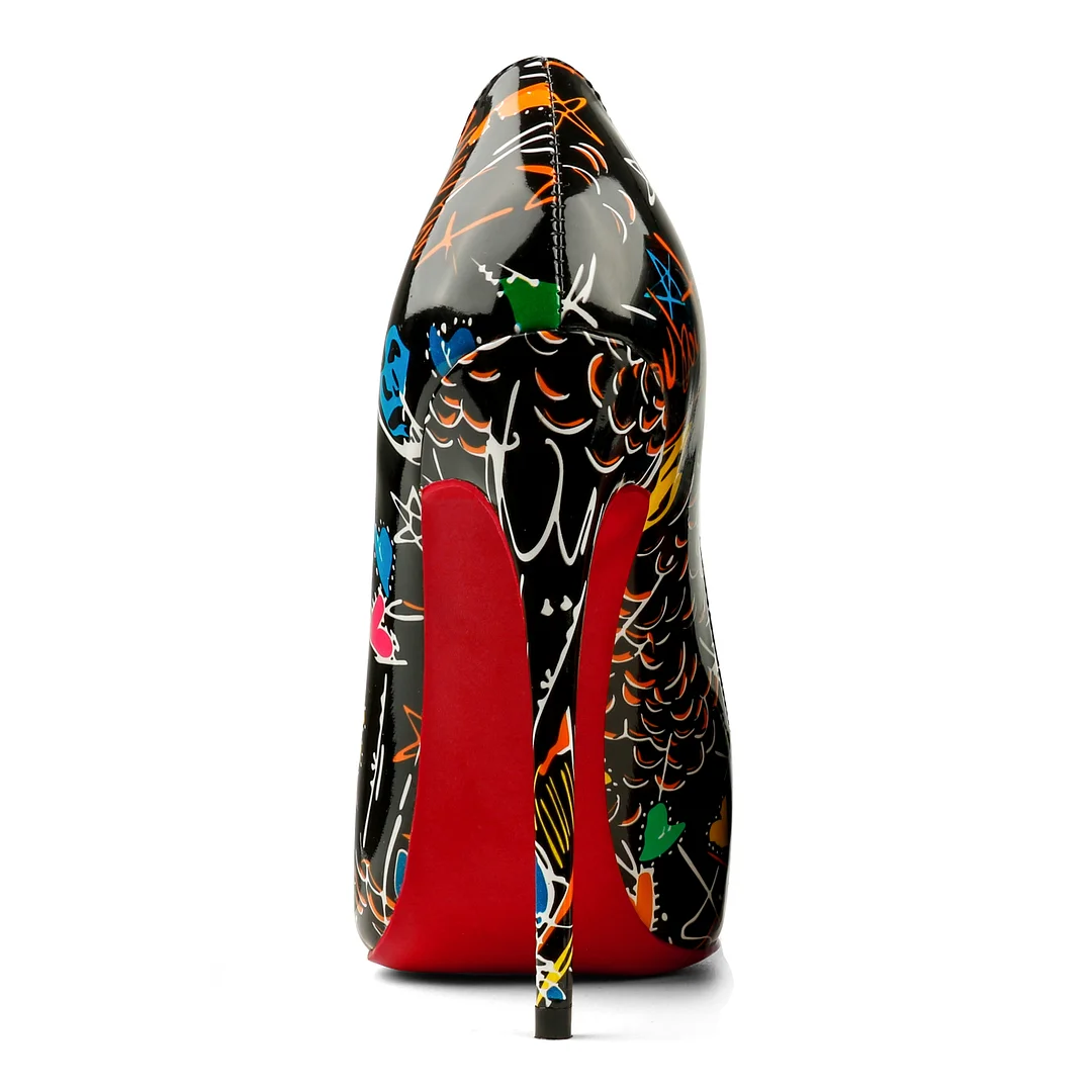 100mm/120mm Women's Classic Pointed Toe Stiletto Heels Multicolor with Red Bottom Shoes-MERUMOTE