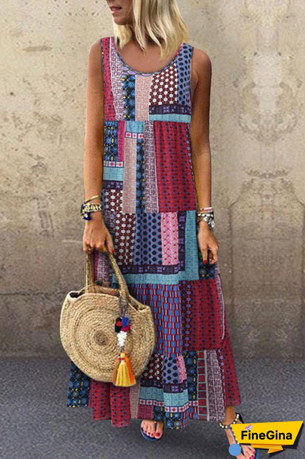 Vacation Geometric Tank Dress