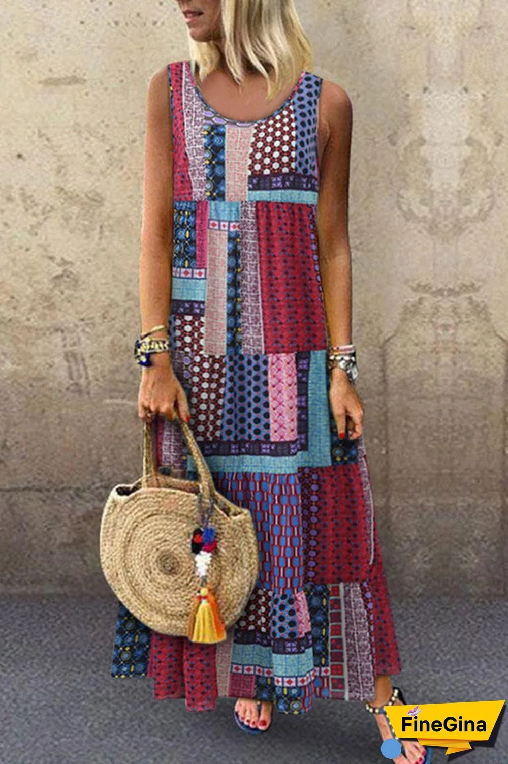 Vacation Geometric Tank Dress