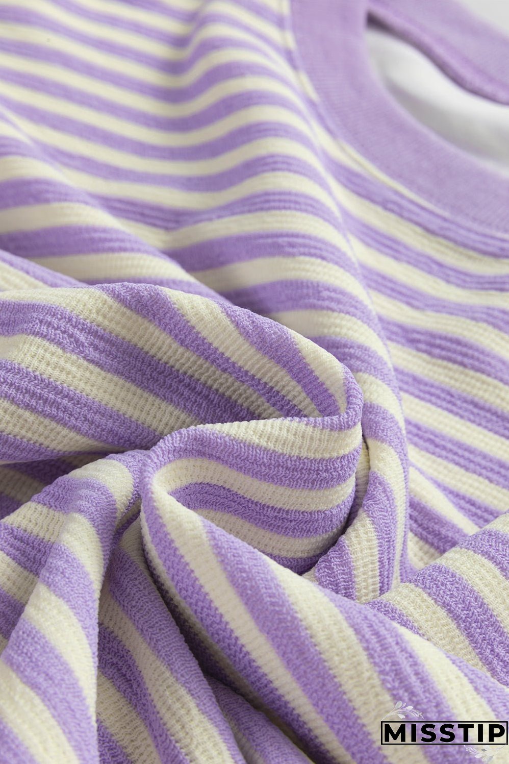 Purple Stripe Loose Drop Shoulder Long Sleeve Top