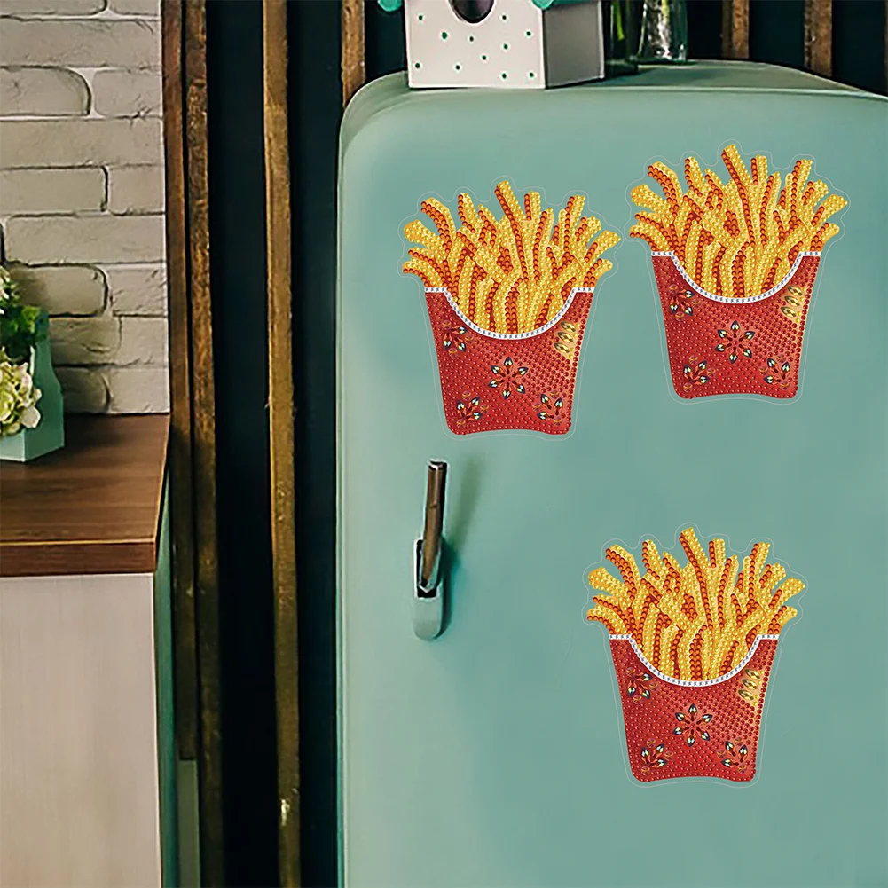 1pcs DIY French Fries Diamond Painting Magnets Refrigerator for Adults Kid Office Car Fridge