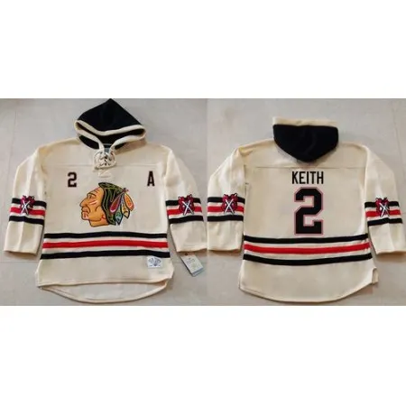 Blackhawks #2 Duncan Keith Cream Heavyweight Pullover Hoodie Stitched NHL Jersey
