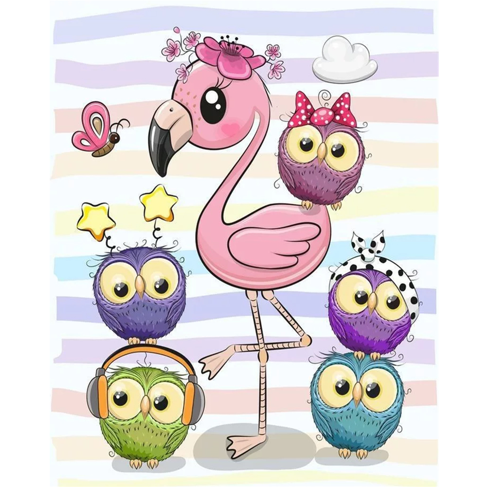 

30*40CM - Round Drill Diamond Painting - Cartoon Owl, 501 Original