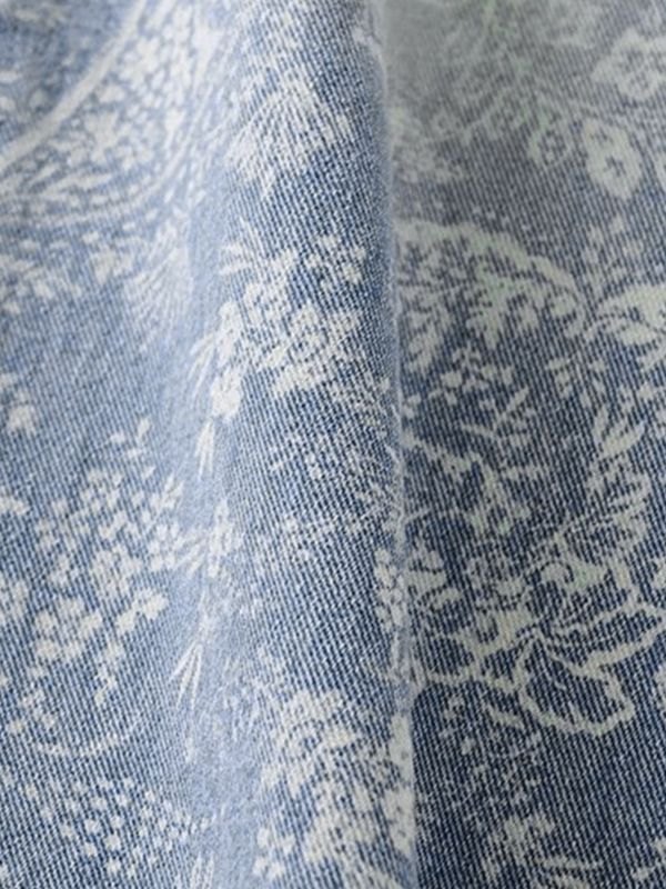 Faded Wash Floral Boyfriend Jeans