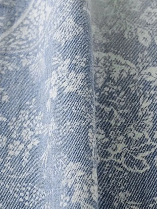 Faded Wash Floral Boyfriend Jeans