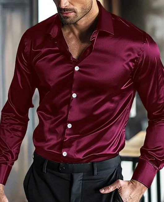 Lapel Collar Button Solid Color Long Sleeve Shirt 