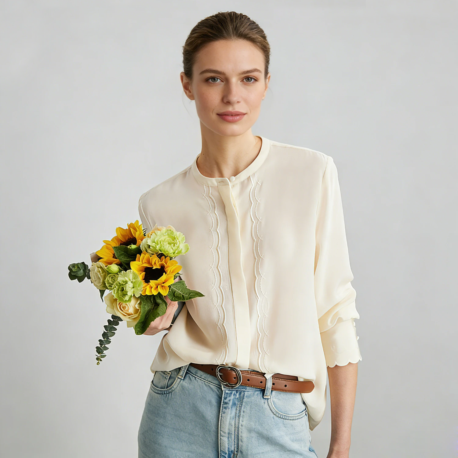 100% Mulberry Silk Blouse Long Sleeves REAL SILK LIFE