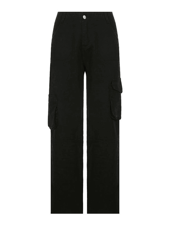 Low Rise Washed Cargo Jeans