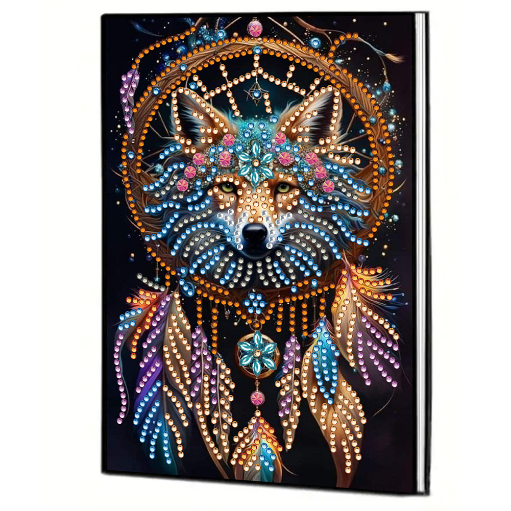 50 Pages A5 Special Shaped Dream Catcher Wolf 5D DIY Diamond Drawing Book Art