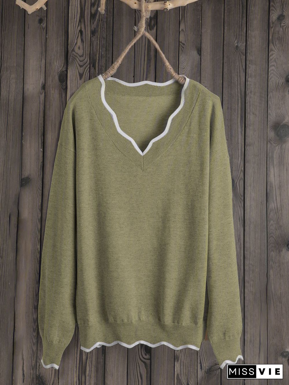 Plus Size Solid Loose Fit Women Pullover Wool Knit Sweaters