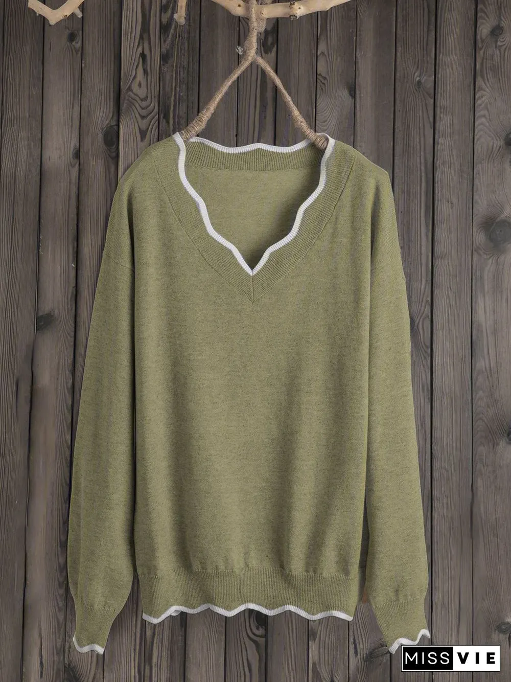 Plus Size Solid Loose Fit Women Pullover Wool Knit Sweaters